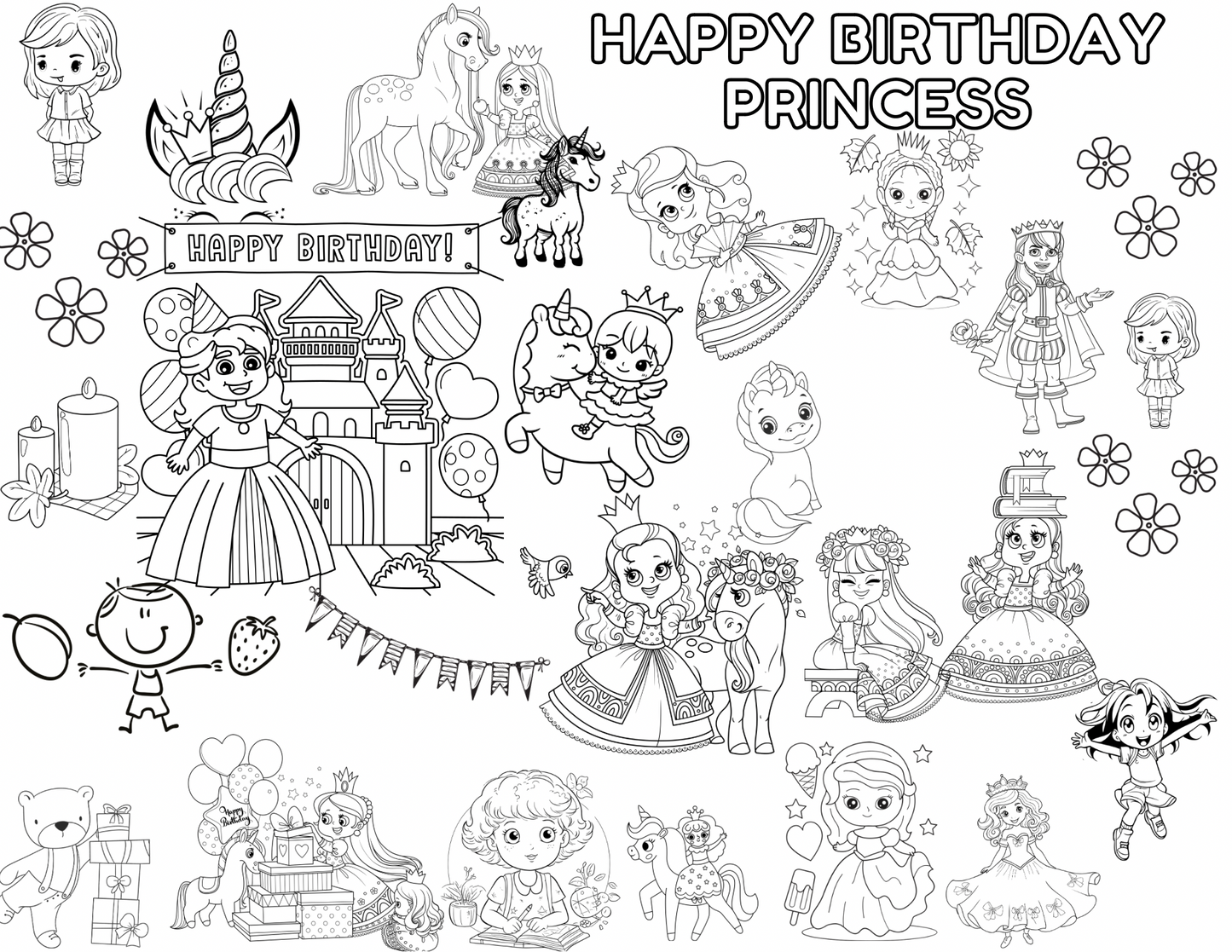 Editable Birthday Coloring Placemat-Kids Activity Mat-Washable Mat - Jassdigitalbasics # # Jassdigitalbasics