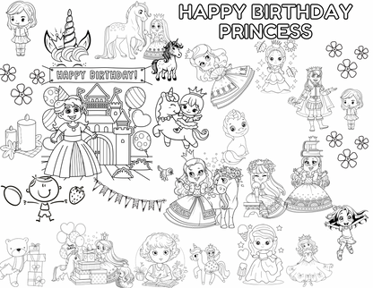 Editable Birthday Coloring Placemat-Kids Activity Mat-Washable Mat - Jassdigitalbasics # #