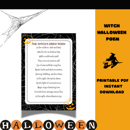 Witch halloween poem Vintage -Halloween party decor, Halloween sign Witches poem - Jassdigitalbasics # #