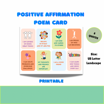 Printable Positive Affirmations poems card-digital inspiration quote - Jassdigitalbasics # #