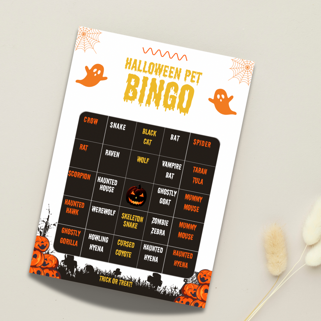 Halloween pet bingo card game- printable Game - Jassdigitalbasics # # Jassdigitalbasics