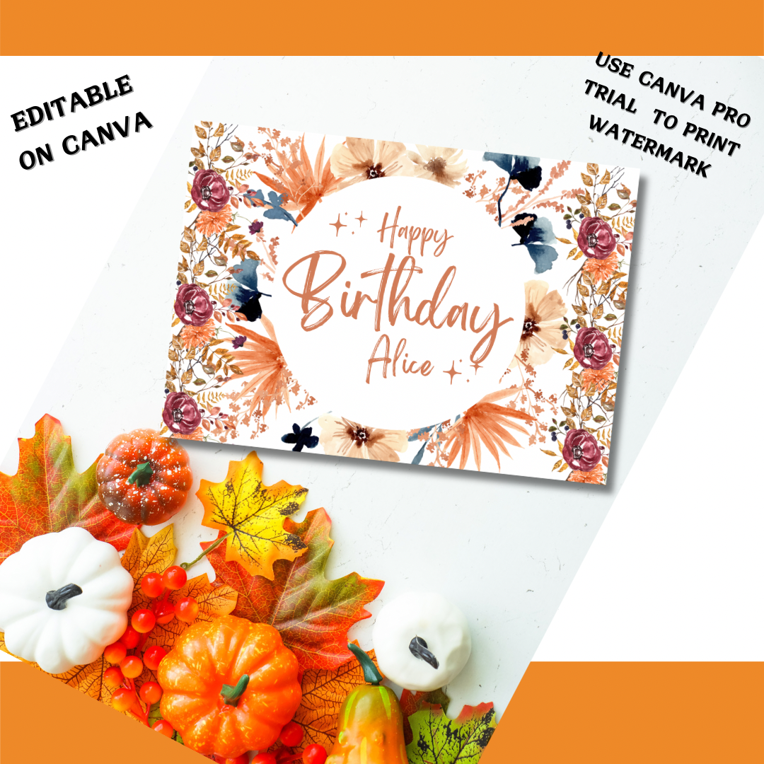 Personalize Autumn Fall birthday-greeting card pumpkin - Jassdigitalbasics # # Jassdigitalbasics