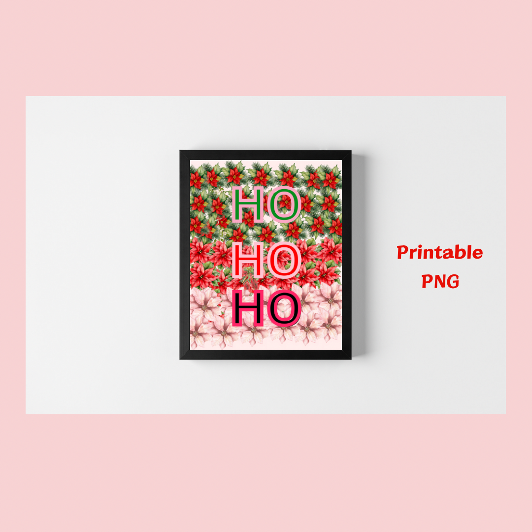 Ho Ho Ho Illustration Design wall art- Christmas Greeting Home decor Quotes - Jassdigitalbasics # #