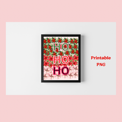 Ho Ho Ho Illustration Design wall art- Christmas Greeting Home decor Quotes - Jassdigitalbasics # #