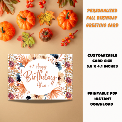 Personalize Autumn Fall birthday-greeting card pumpkin - Jassdigitalbasics # #