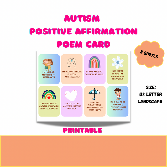 Autism Printable Positive Affirmations poems -giftmindfulness quote - Jassdigitalbasics # # Jassdigitalbasics