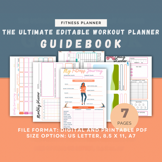 Editable fitness planner, workout tracker-weight loss-body fitness - Jassdigitalbasics # # Jassdigitalbasics