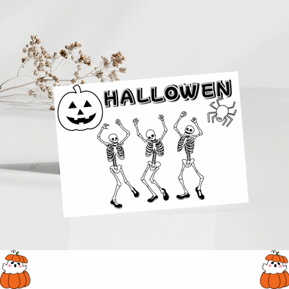 Greeting Halloween Skeleton card- Spooky Creepy Card, Halloween Gift-Greeting Card, - Jassdigitalbasics # #