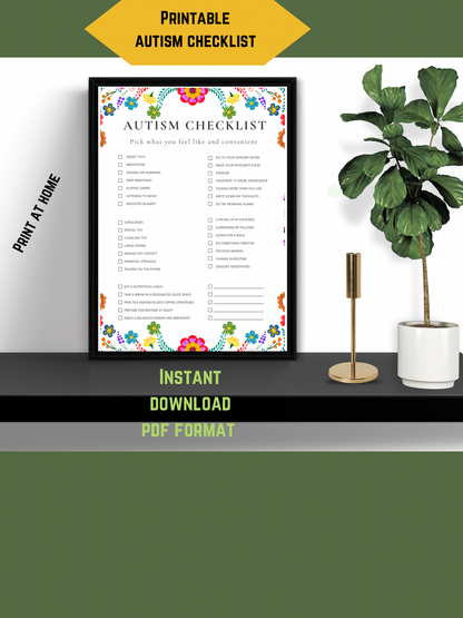 Printable Autism Checklist Special Needs Parent Tool, Digital Download - Jassdigitalbasics # #