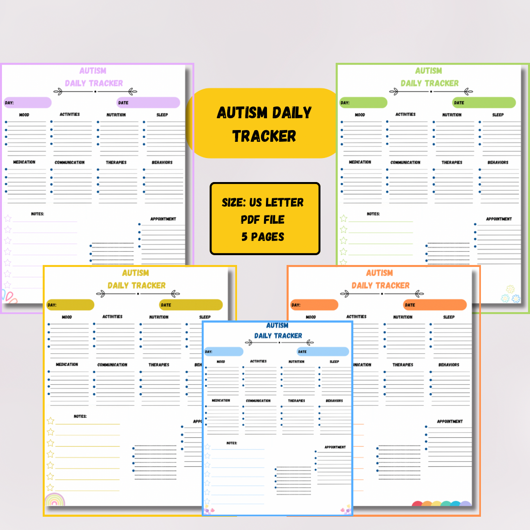 Printable Autism Daily Log-Autism Day Tracker - Jassdigitalbasics # # Jassdigitalbasics