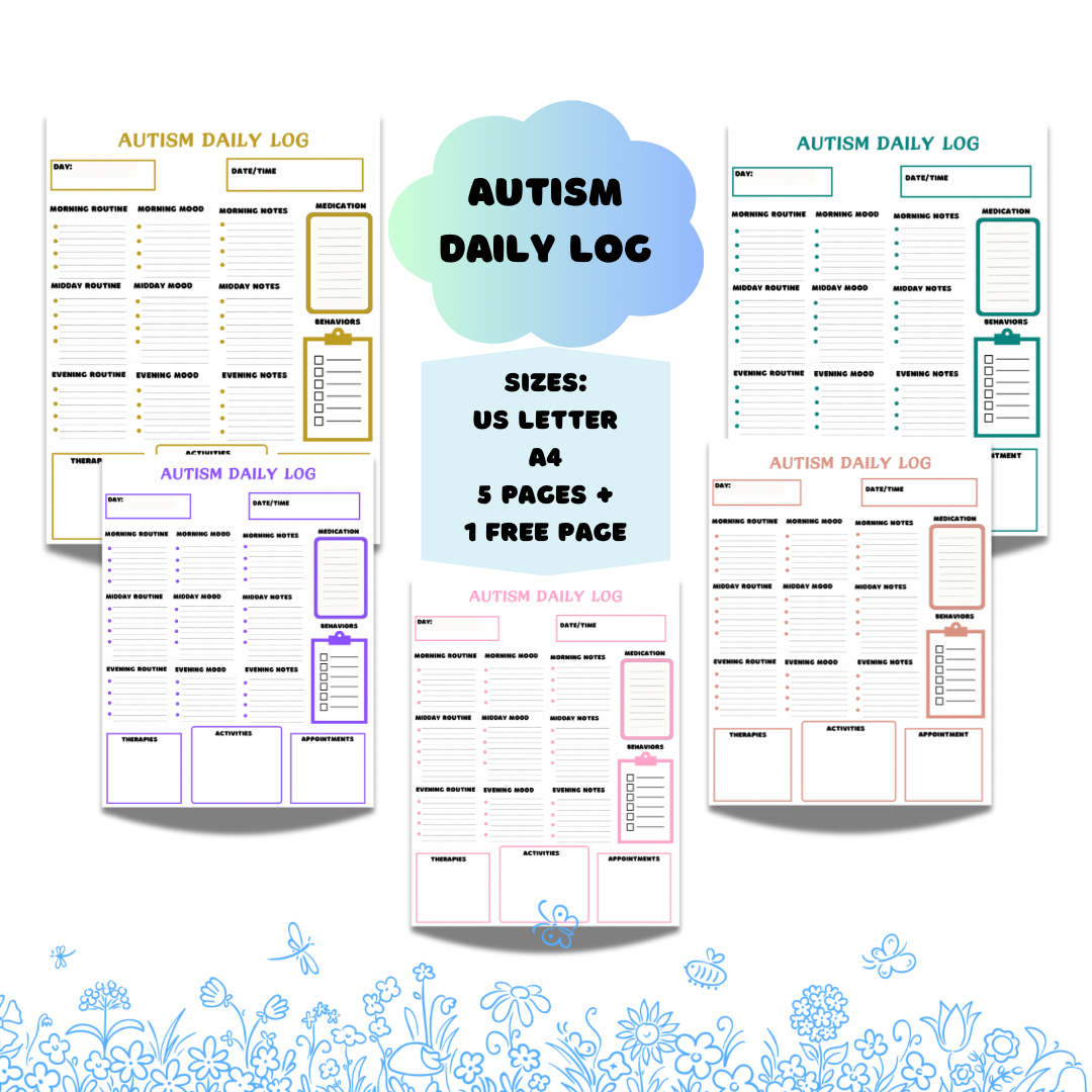 Printable Autism Daily Log, Autism Day Tracker, Autism Log Book - Jassdigitalbasics # #