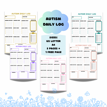 Printable Autism Daily Log, Autism Day Tracker, Autism Log Book - Jassdigitalbasics # #