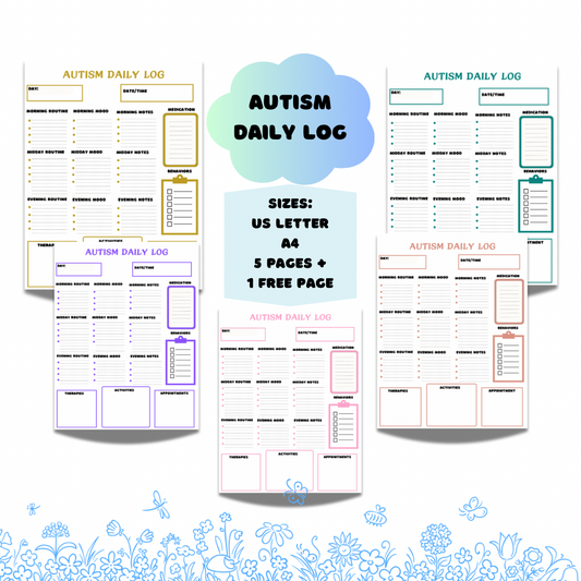 Printable Autism Daily Log, Autism Day Tracker, Autism Log Book - Jassdigitalbasics # # Jassdigitalbasics