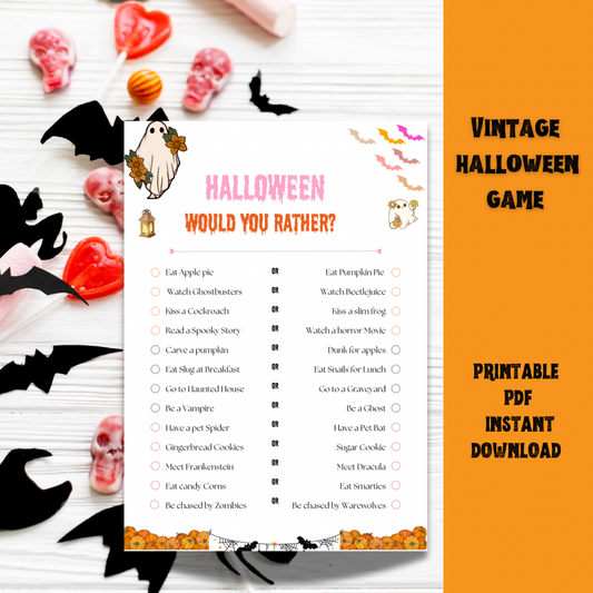 Halloween games printable-Would you Rather vintage -Digital Game for family party - Jassdigitalbasics # # Jassdigitalbasics