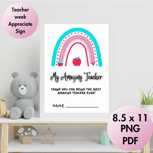 Printable Teacher Appreciation Sign-Thank You Teacher Decor - Jassdigitalbasics # # Jassdigitalbasics
