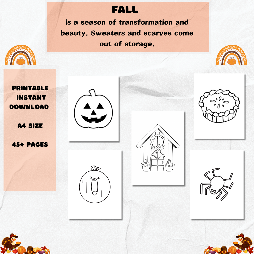 Printable Fall Autumn Coloring Pages-Fun Children Activity-Thanksgiving Gift - Jassdigitalbasics # # Jassdigitalbasics