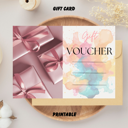 Modern Colorful Printable Gift Card-Customizable Digital Gift Certificate - Jassdigitalbasics # #