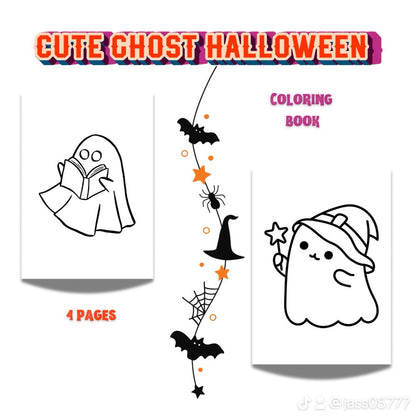 Spooky Ghost Halloween Coloring Book-Halloween Kids Activity Book - Jassdigitalbasics # #