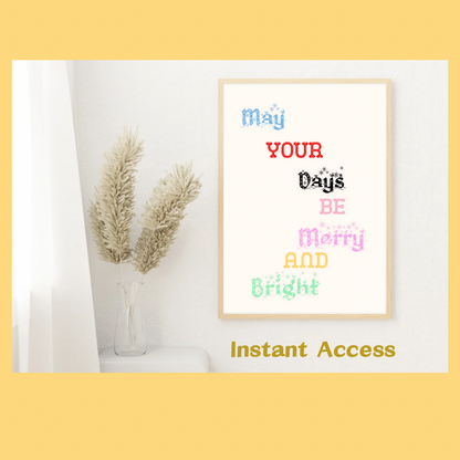 May your day be merry and bright wall art -Home decor Quotes - Jassdigitalbasics # #