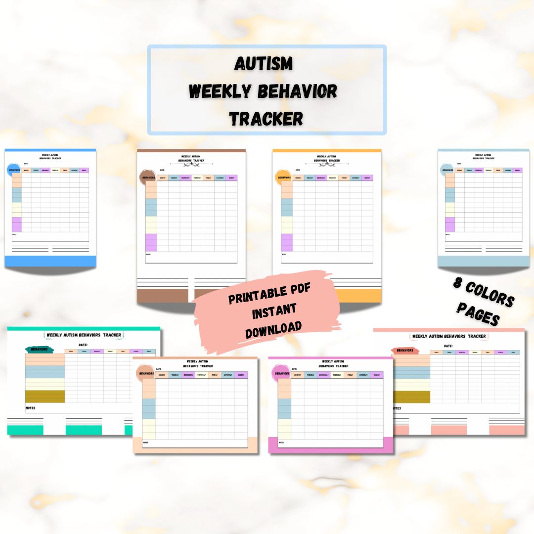 Printable Weekly Autism Behaviors Tracker - Jassdigitalbasics # # Jassdigitalbasics