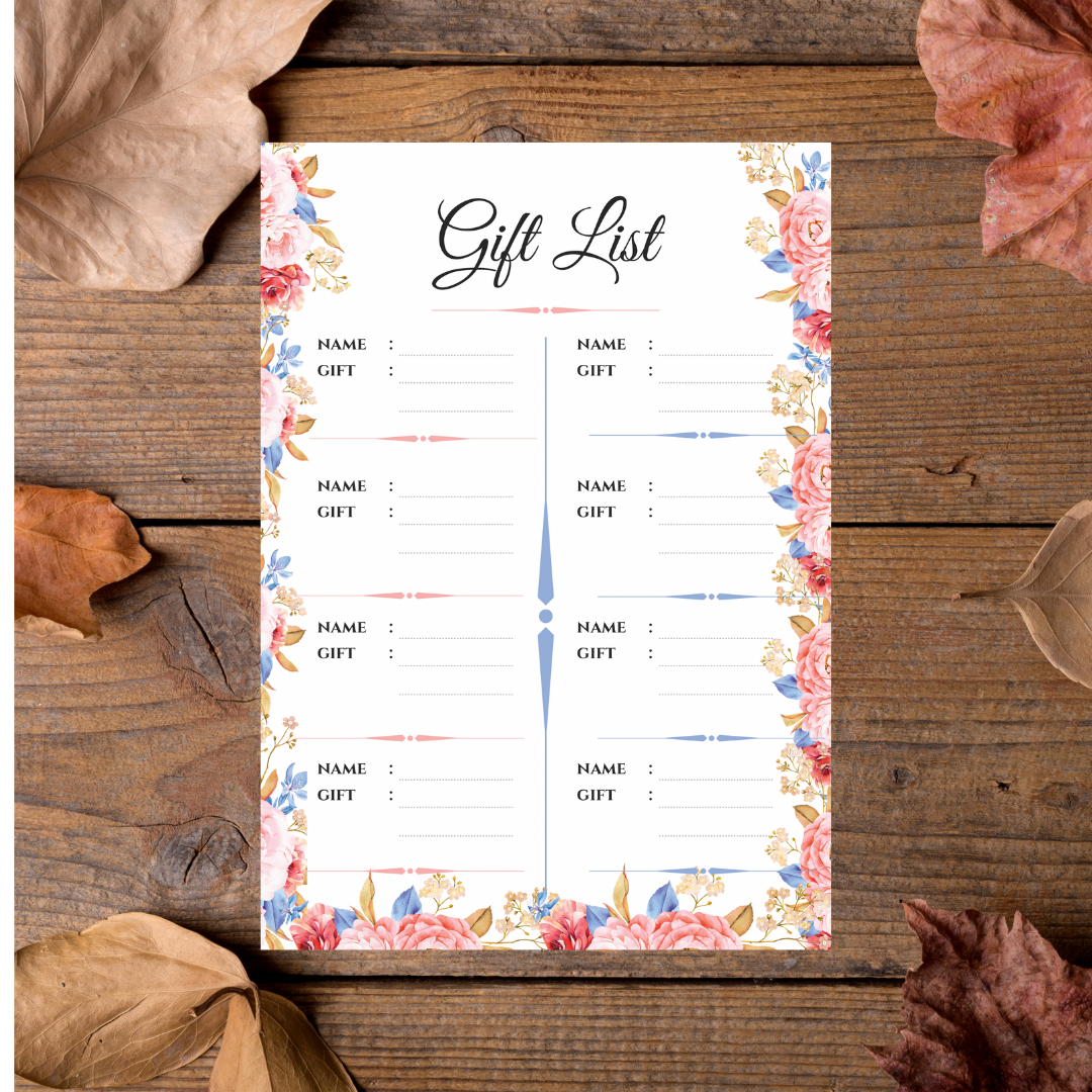 Adult Christmas Gift List Organizer-Holiday Wish List Tracker-Gift Planner - Jassdigitalbasics # # Jassdigitalbasics