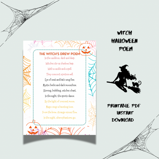 Printable Halloween poem Vintage-Witch hallloween poem decor - Jassdigitalbasics # # Jassdigitalbasics