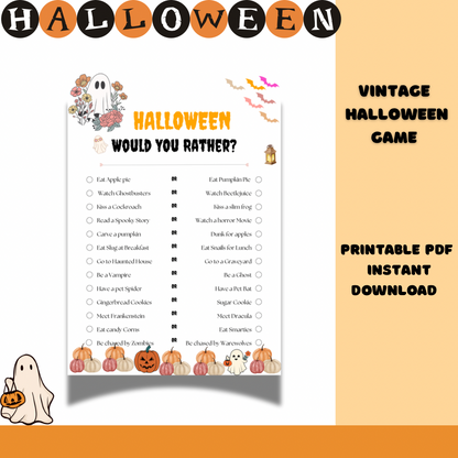 Would you Rather vintage Halloween games printable-Digital Game for kids teens and adults - Jassdigitalbasics # #