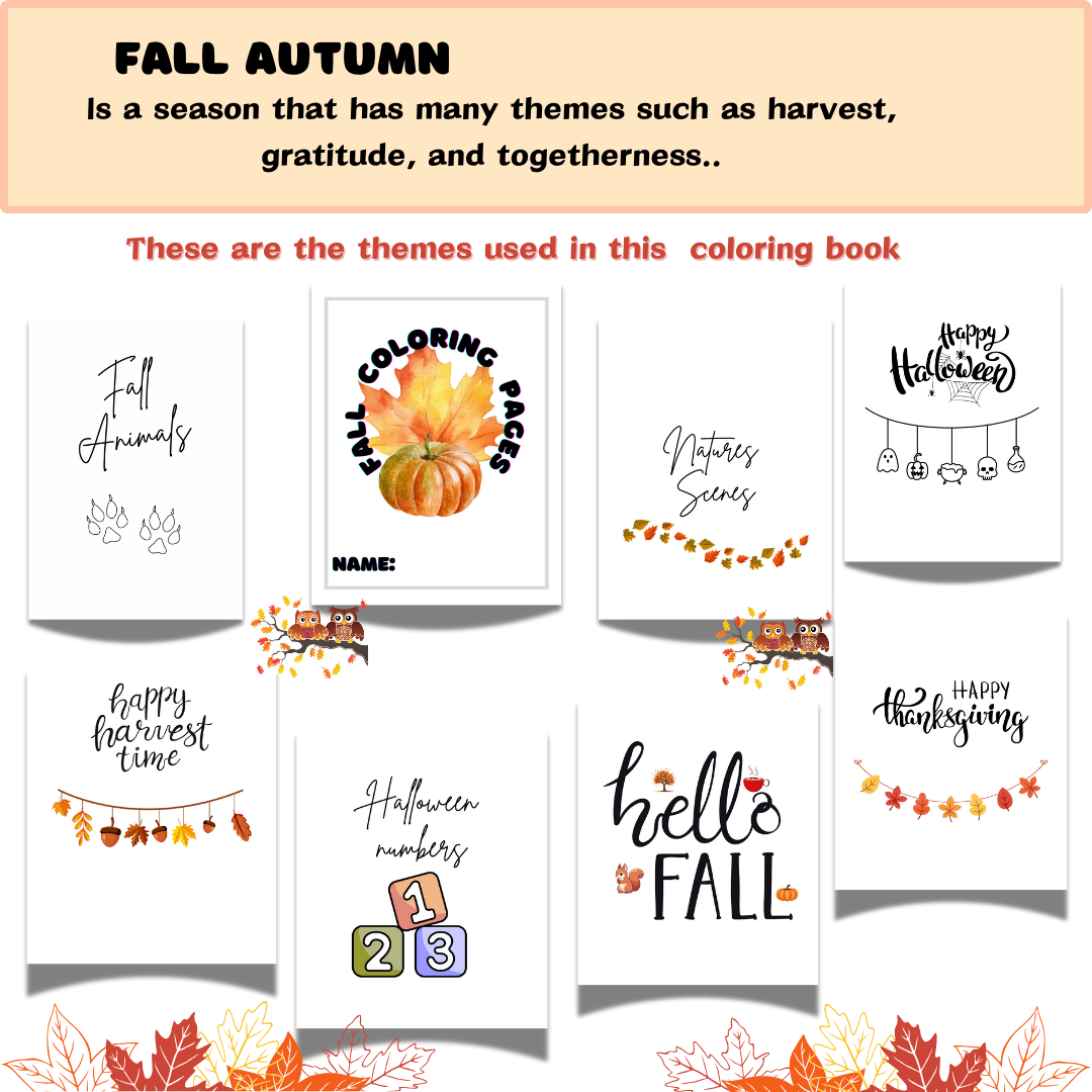 Printable Fall Autumn Coloring Pages-Fun Children Activity-Thanksgiving Gift - Jassdigitalbasics # # Jassdigitalbasics