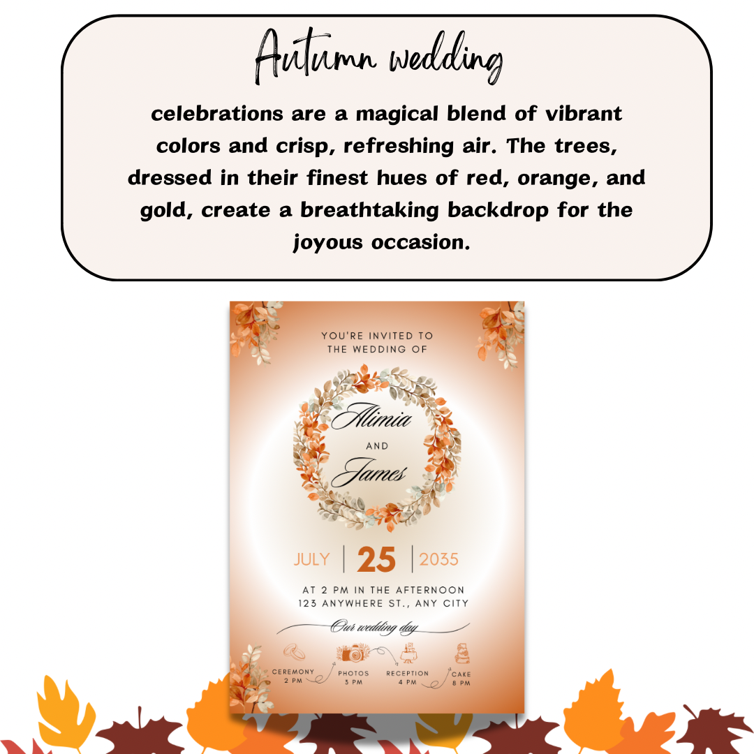 Autumn wildlife wedding invitation -fall wedding invite template Rustic - Jassdigitalbasics # # Jassdigitalbasics