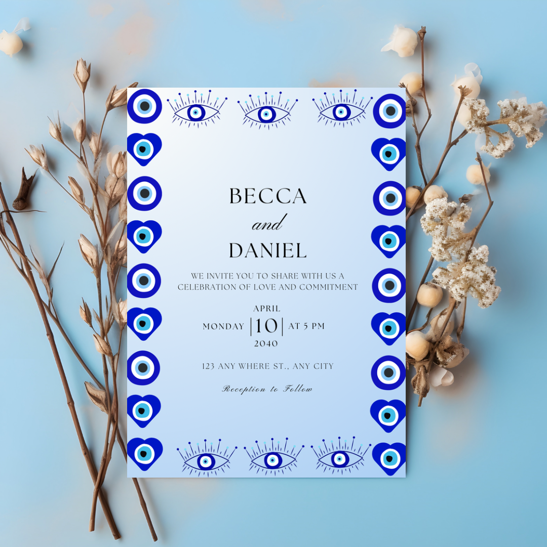 Evil Eye wedding Invitation Card Greek Evil Eye -wedding Invitation Halloween - Jassdigitalbasics # #