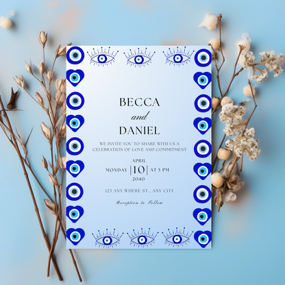 Evil Eye wedding Invitation Card Greek Evil Eye -wedding Invitation Halloween - Jassdigitalbasics # #