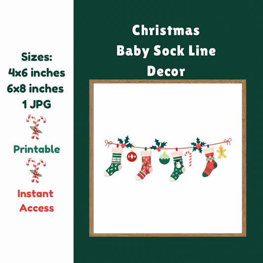 Christmas Baby Sock Line Decor Garland, Holiday Nursery Decoration, Festive Baby Room Decor - Jassdigitalbasics # # Jassdigitalbasics