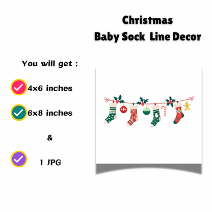 Christmas Baby Sock Line Decor Garland, Holiday Nursery Decoration, Festive Baby Room Decor - Jassdigitalbasics # #