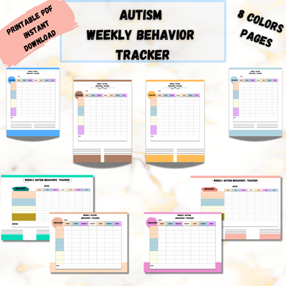 Printable Weekly Autism Behaviors Tracker - Jassdigitalbasics # #
