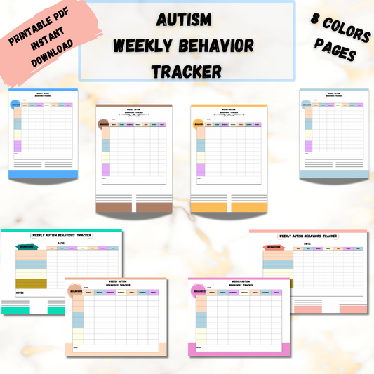 Printable Weekly Autism Behaviors Tracker - Jassdigitalbasics # # Jassdigitalbasics