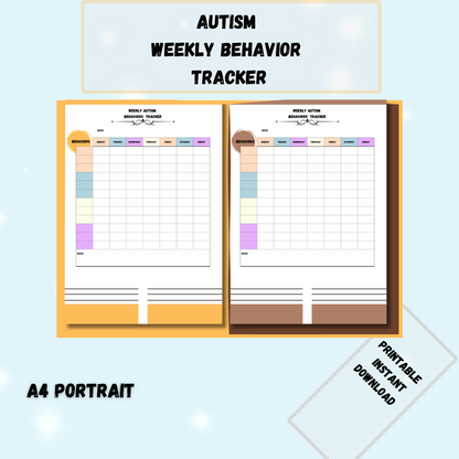Printable Weekly Autism Behaviors Tracker - Jassdigitalbasics # #